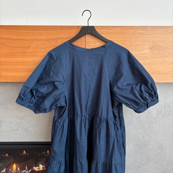 NWT ENGLISH FACTORY SHORT PUFF SLEEVE MIDI DRESS, SIZE 1X - Picture 13 of 16